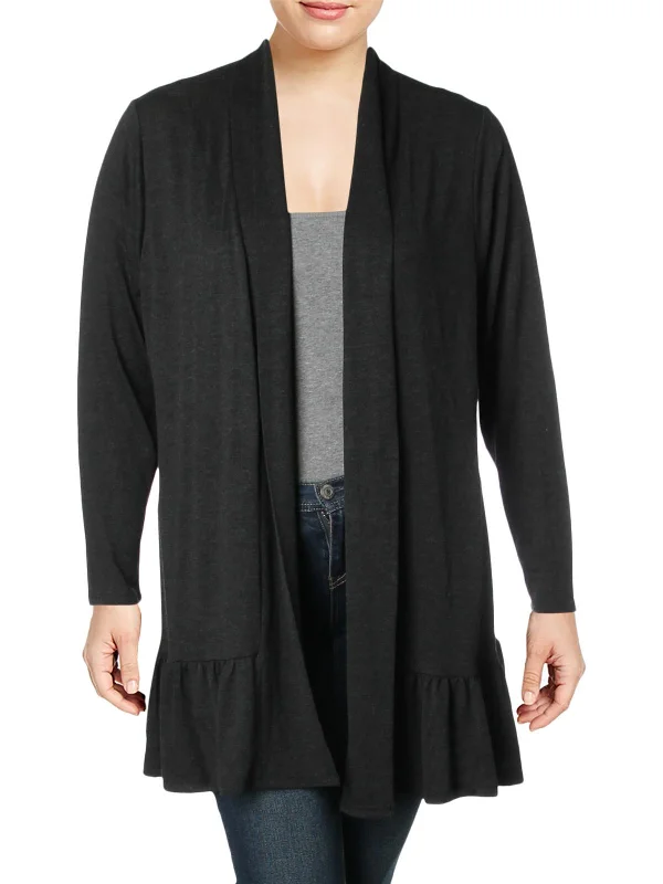 organic cotton women cardigan for an eco - friendly choicePlus Womens Ruffled Open Front Cardigan Sweater