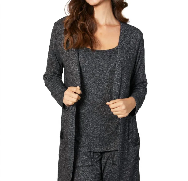 plus size women cardigan for comfortable layeringPocket Duster Cardigan In Steel