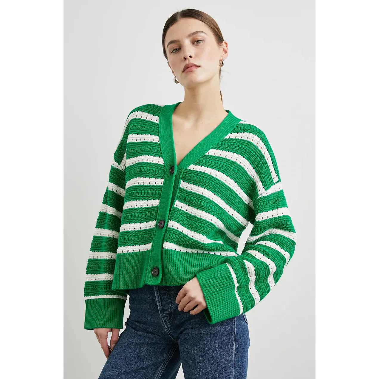 floral print women cardigan for a feminine touchRails Geneva Cardigan in Kelly Stripe