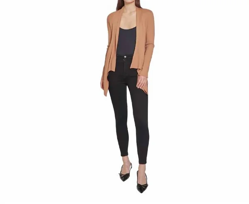 color block women cardigan with bold huesRib Drape Cardigan In Wicker