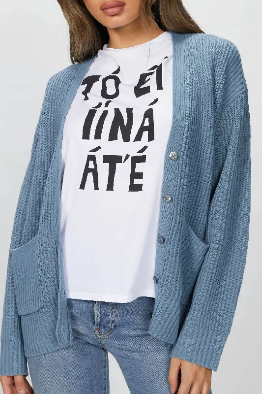 organic cotton women cardigan for an eco - friendly choiceRibbed Kurt Cardigan In Blue