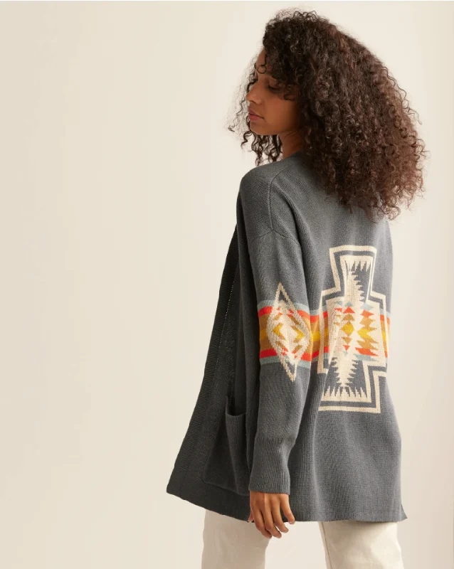 ribbed women cardigan with a classic textureSierra Springs Cardigan<br>Blue Multi Harding