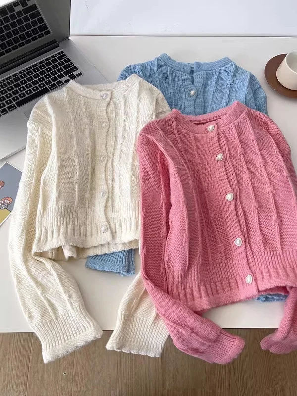 boyfriend style women cardigan for a relaxed fitsimple solid color sweater knitted cardigan     S4767