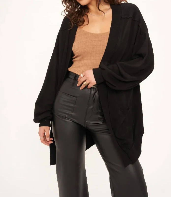floral print women cardigan for a feminine touchStill Dreaming Pocket Cardigan In Black