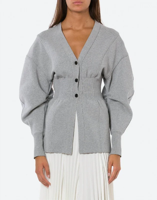 button down women cardigan with vintage buttonsStretch Viscose Cardigan In Grey