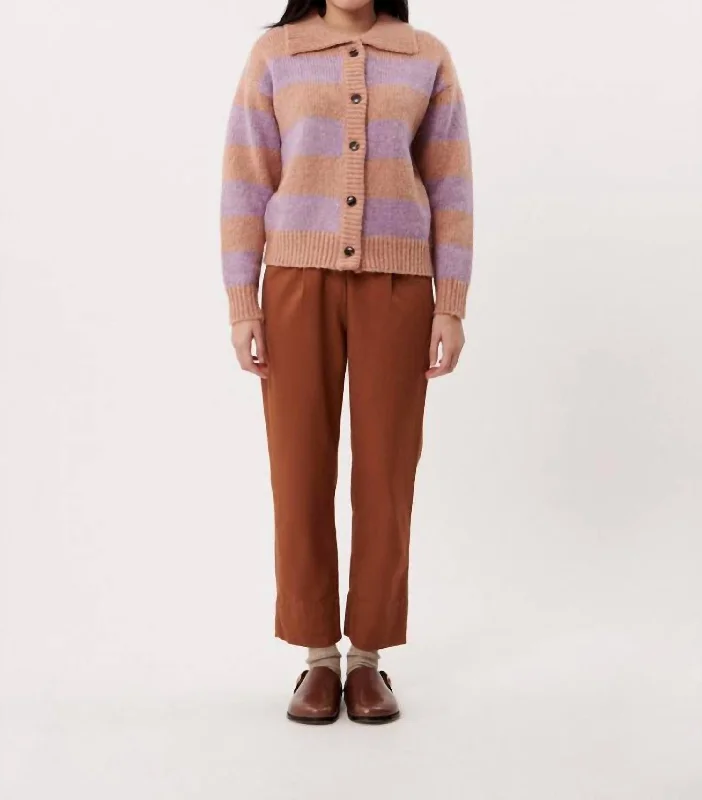 button down women cardigan with vintage buttonsStripe Cardigan In Burnt Orange