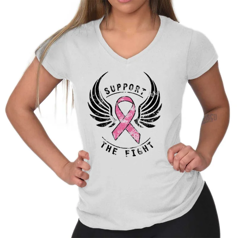 Breast Cancer Awareness Junior Fit V-Neck T Shirt