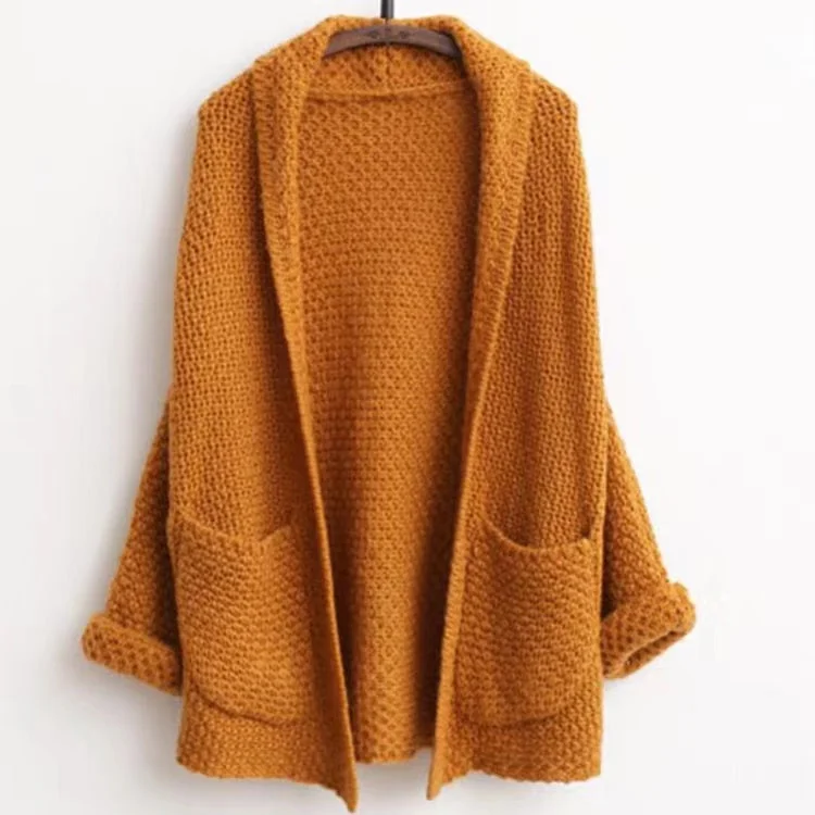 long length women cardigan with side slitsMid-length Cardigan Sweater Sweater, Women's Thickened Sweater Coat  S4363
