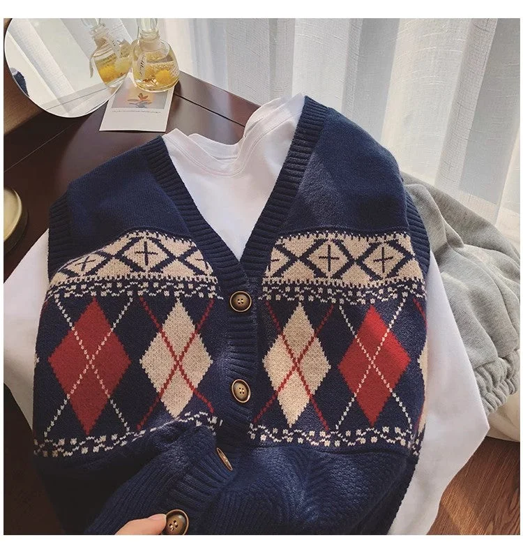 cashmere blend women cardigan for a luxurious feelV-neck vest for women new style retro style sweater cardigan sleeveless vest knitted vest trendy      S5023