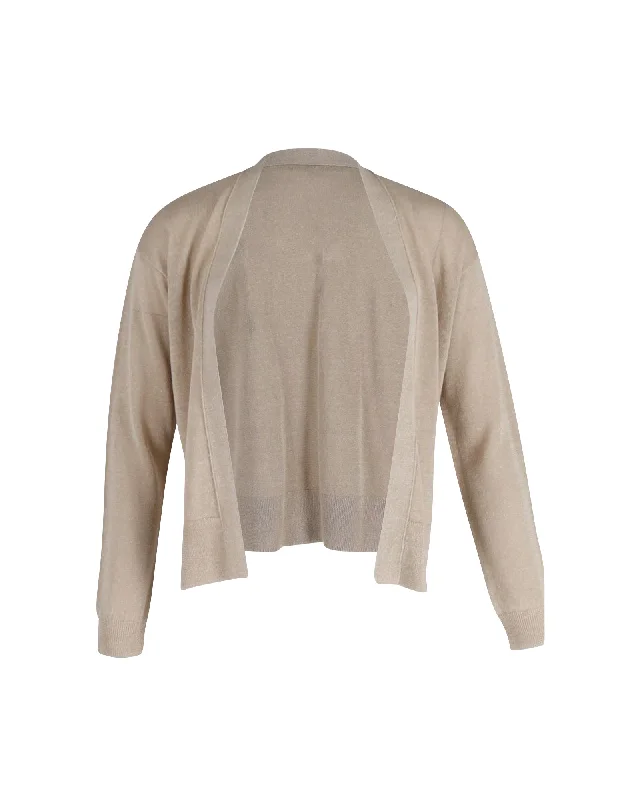 floral print women cardigan for a feminine touchVanessa Bruno Open Front Cardigan in Beige Linen