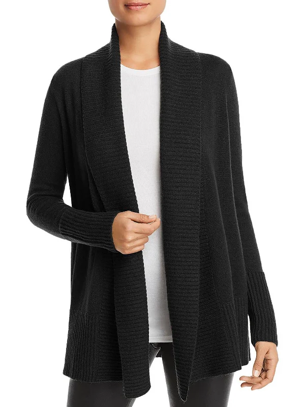 v neck women cardigan to elongate the necklineWomens Cashmere Ribbed Trim Cardigan Sweater