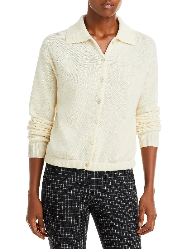 cashmere blend women cardigan for a luxurious feelWomens Ribbed Trim Collar Cardigan Sweater