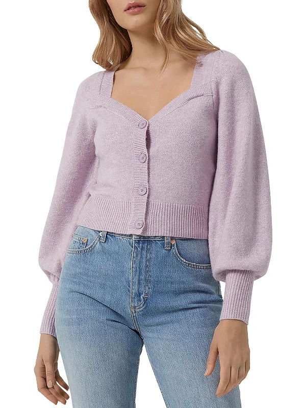 v neck women cardigan to elongate the necklineWomens Square Neck Knit Cardigan Sweater