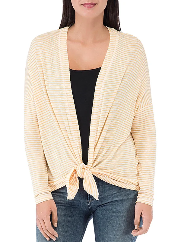 v neck women cardigan to elongate the necklineWomens Striped Open Front Cardigan Sweater