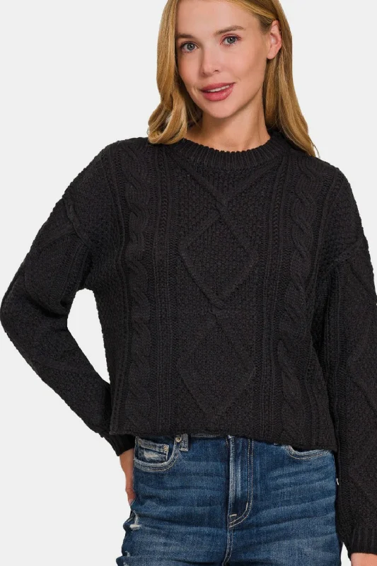 That Time Cable Sweater with Side Slits