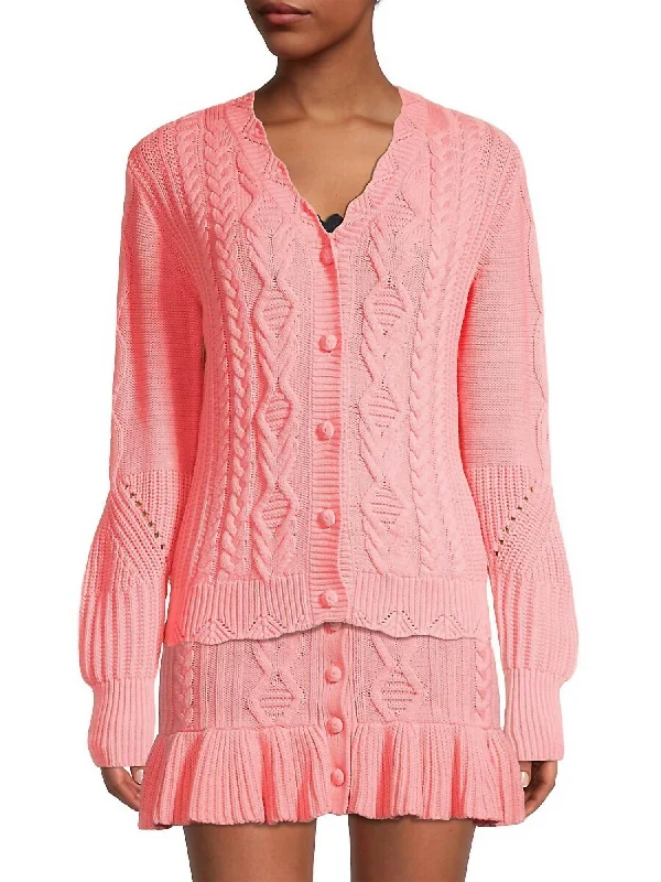 machine washable women cardigan for easy careAnselma Cardigan In Powder Blush