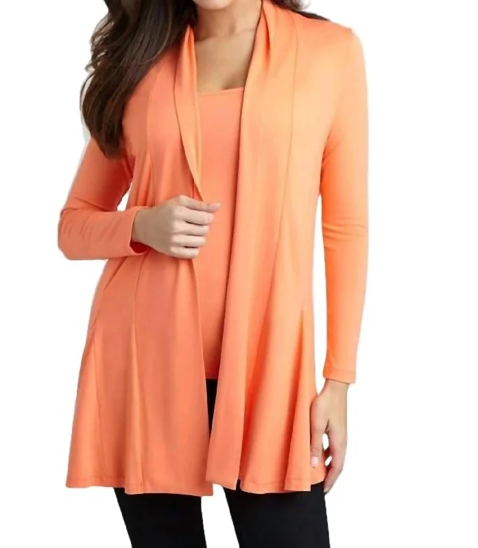 button down women cardigan with vintage buttonsDraped Long Cardigan In Peach