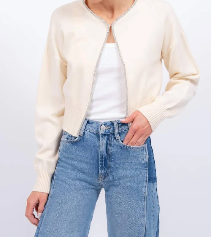 hand knitted women cardigan with artisanal charmIllana Cardigan In Cream