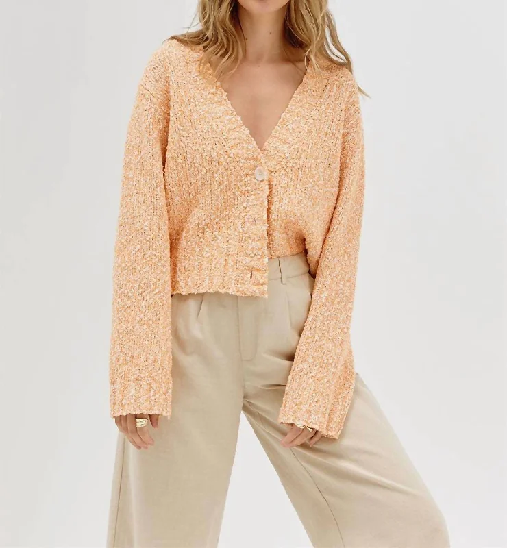 boyfriend style women cardigan for a relaxed fitInverse Crop Cardigan In Mandarin