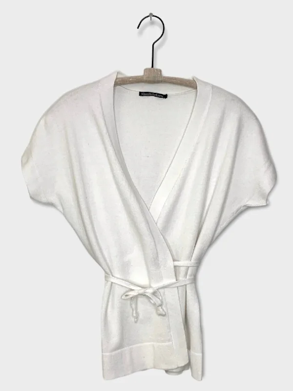 cashmere blend women cardigan for a luxurious feelKnitted Cardigan With Belt In White