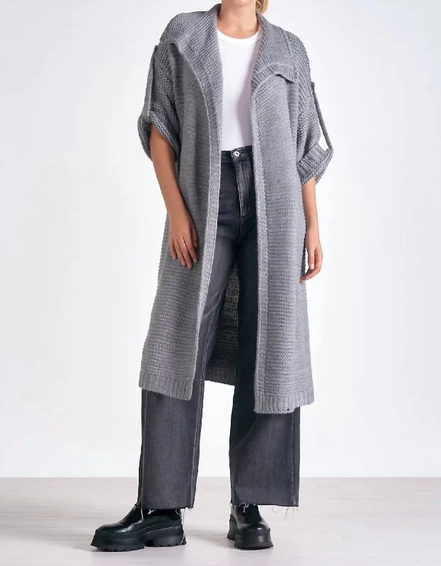 floral print women cardigan for a feminine touchMaci Open Cardigan Duster In Charcoal