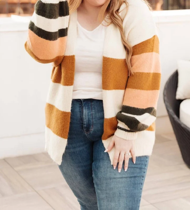 plus size women cardigan for comfortable layeringMeet Me For Coffee Cardigan In Multi