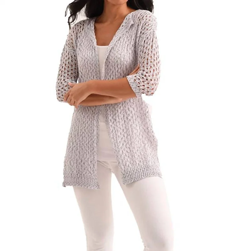 open front women cardigan for easy stylingNoelle Crochet Cardigan In Slate
