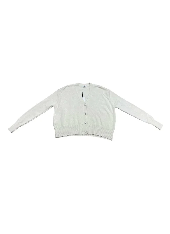 ribbed women cardigan with a classic textureWomen's Sweetheart Rhinestone Button Cardigan In Beige