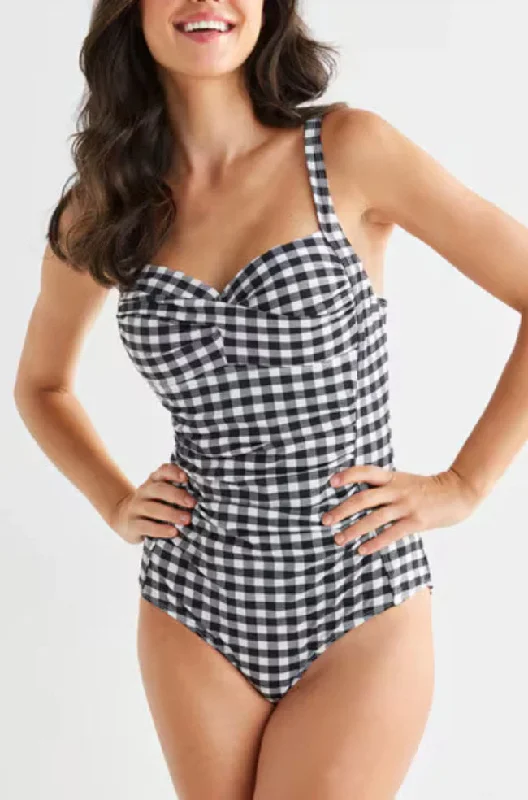 Gingham One Piece Swimsuit (Black)