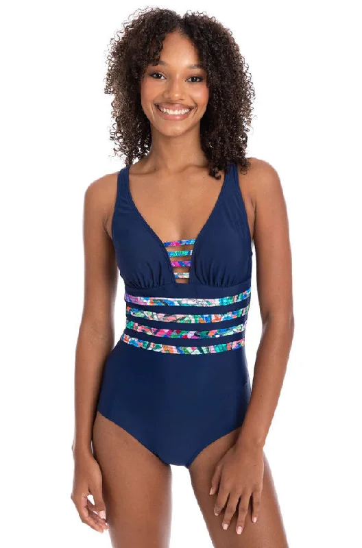 Ravenna V-Neck One Piece (Navy)