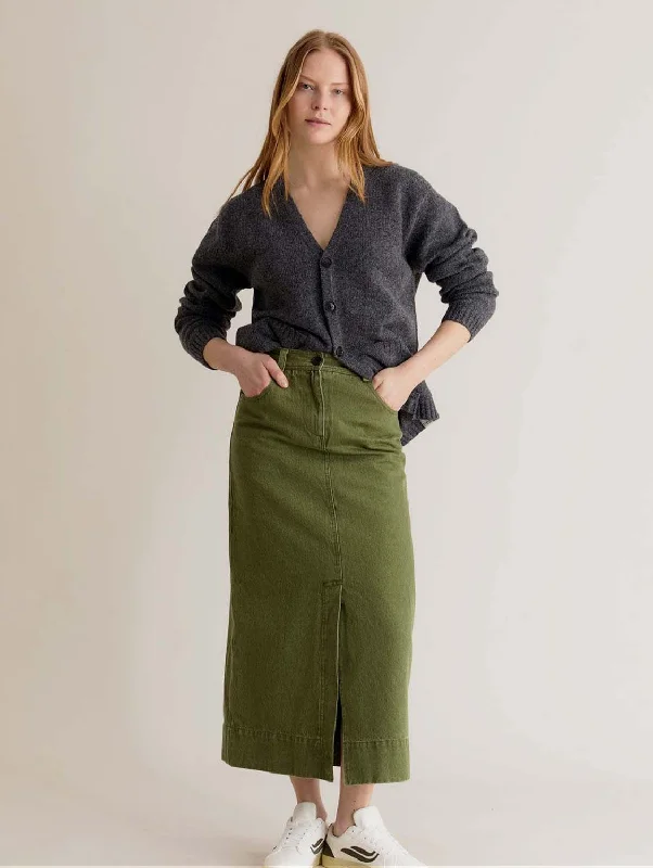 Grace Women's Organic Cotton Twill Denim Skirt | Green Wash