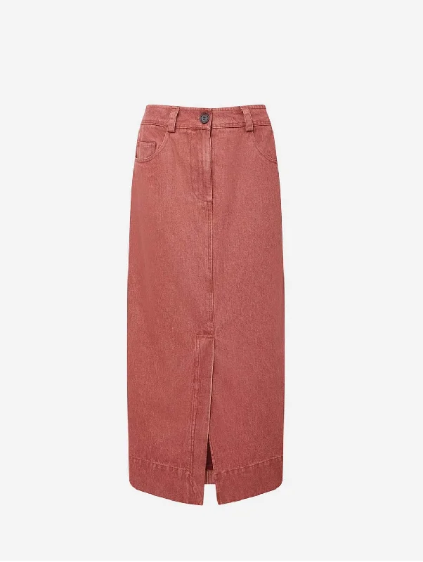 Grace Women's Organic Cotton Twill Denim Skirt | Red Wash