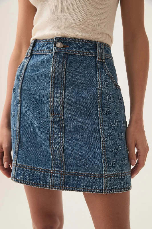 Nika Logo  Denim Mini Skirt