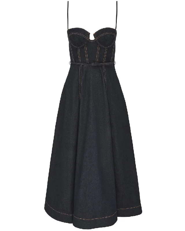 Night Sky Crush Denim Corset Dress