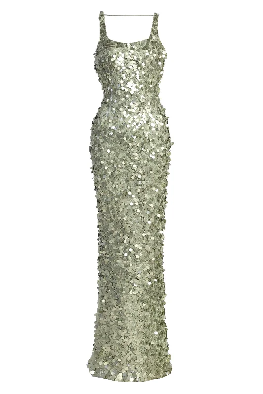 Sage Sparkling Moments Sequin Maxi Dress