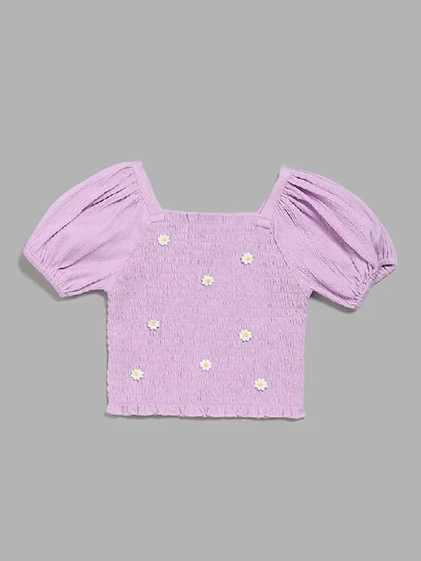 HOP Kids Purple Smocked Top