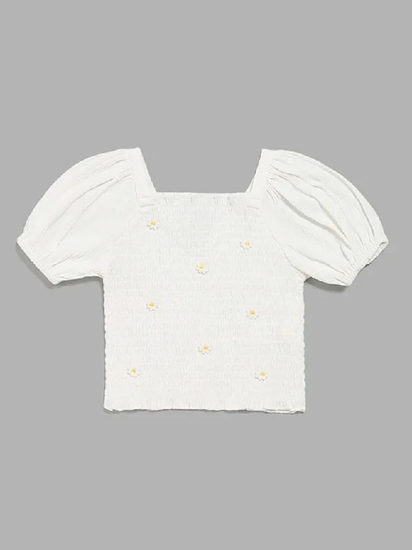 HOP Kids White Smocked Top