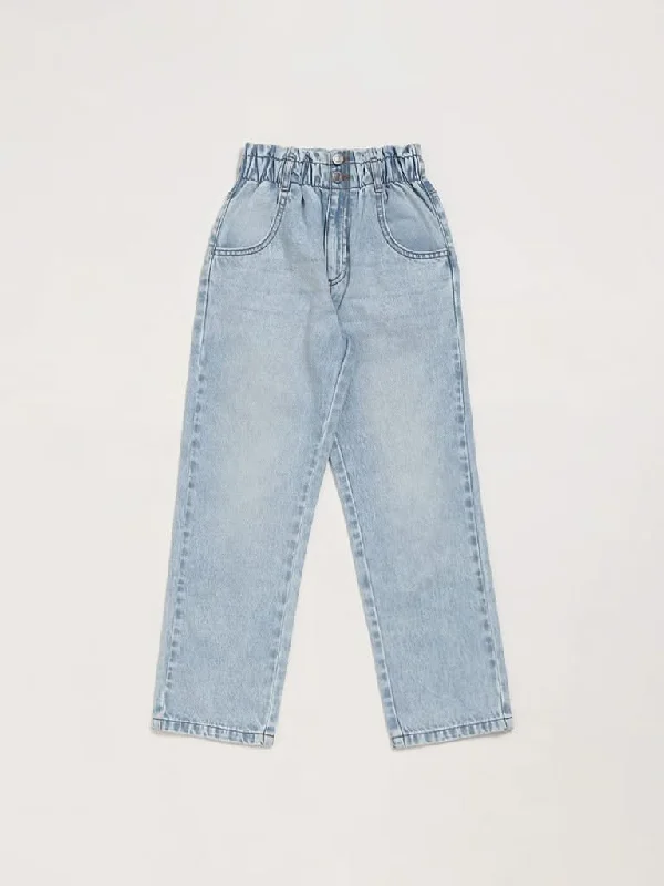 Y&F Kids Light Blue Relaxed - Fit High Rise Jeans