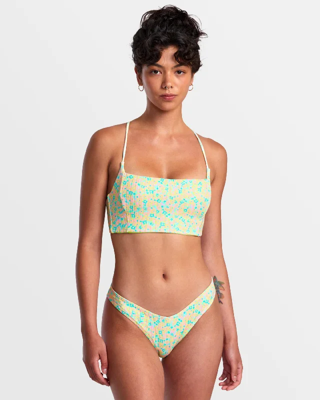 Confetti Strappy Crop Bikini Top - Neon Green