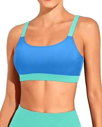 Sports Bra Bikini Top Scoop Neck Bathing Suits Top